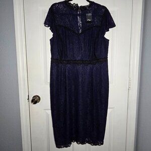 NEW!!! Torrid Navy Lace Midi Dress-Keyhole, Occasion, Size: 14 (Women’s) NWT